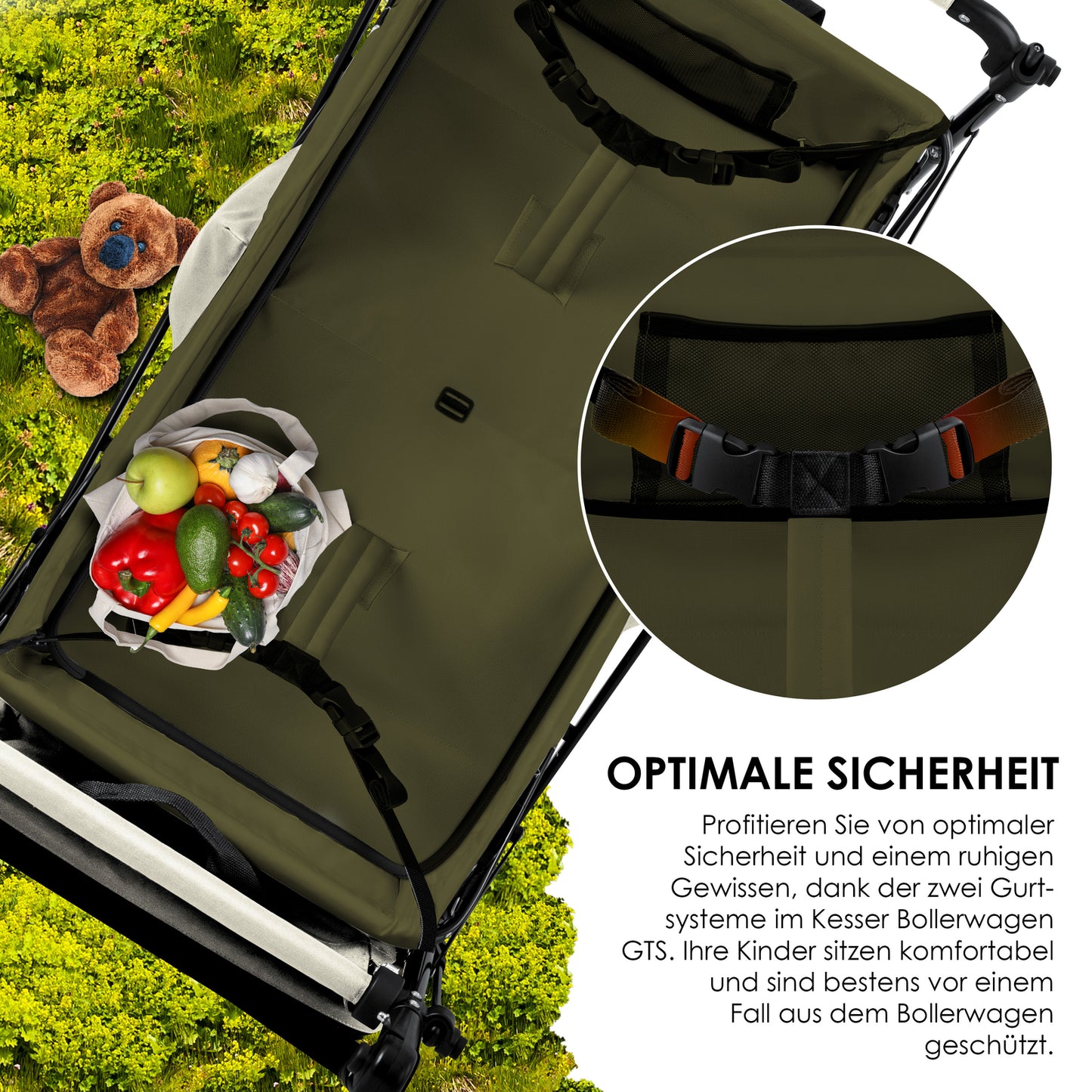 KESSER® Bollerwagen GTS-9100 Faltbar Dach Handwagen Klappbar Strandwagen Gurt