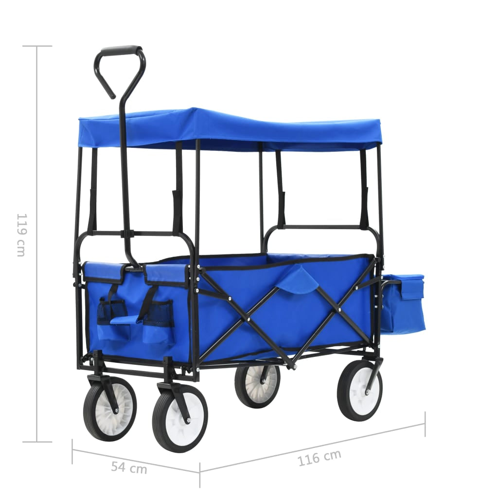 Handwagen Klappbar Mit Sonnendach Stahl Bollerwagen Viele Farben Vidaxl