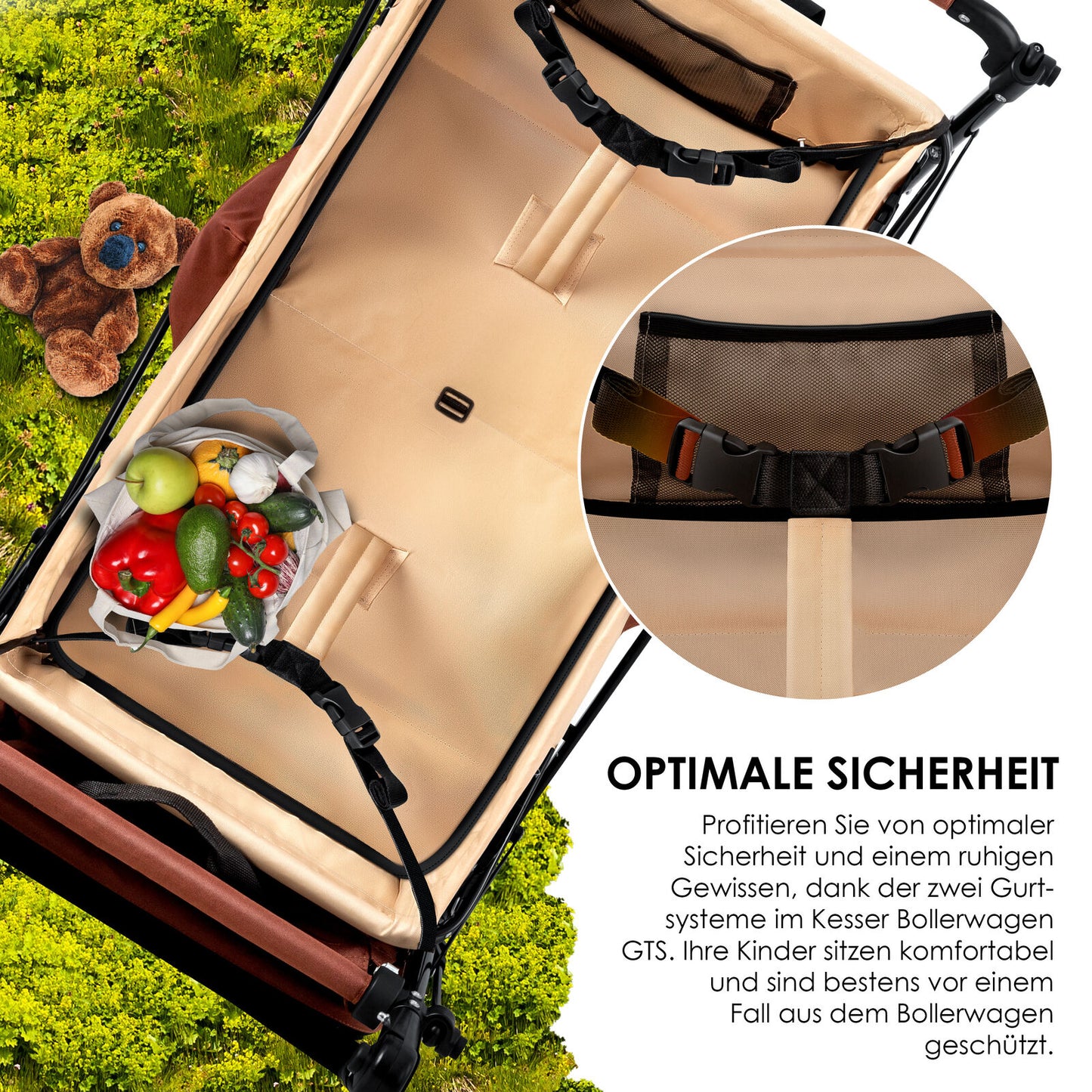 KESSER® Bollerwagen GTS-9100 Faltbar Dach Handwagen Klappbar Strandwagen Gurt
