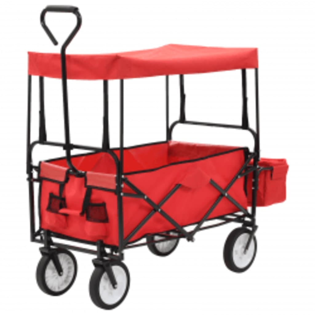 Handwagen Klappbar Mit Sonnendach Stahl Bollerwagen Viele Farben Vidaxl