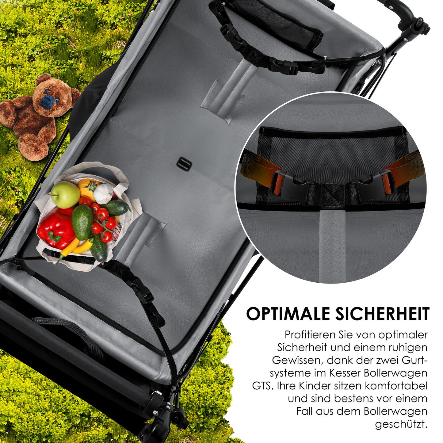 KESSER® Bollerwagen GTS-9100 Faltbar Dach Handwagen Klappbar Strandwagen Gurt