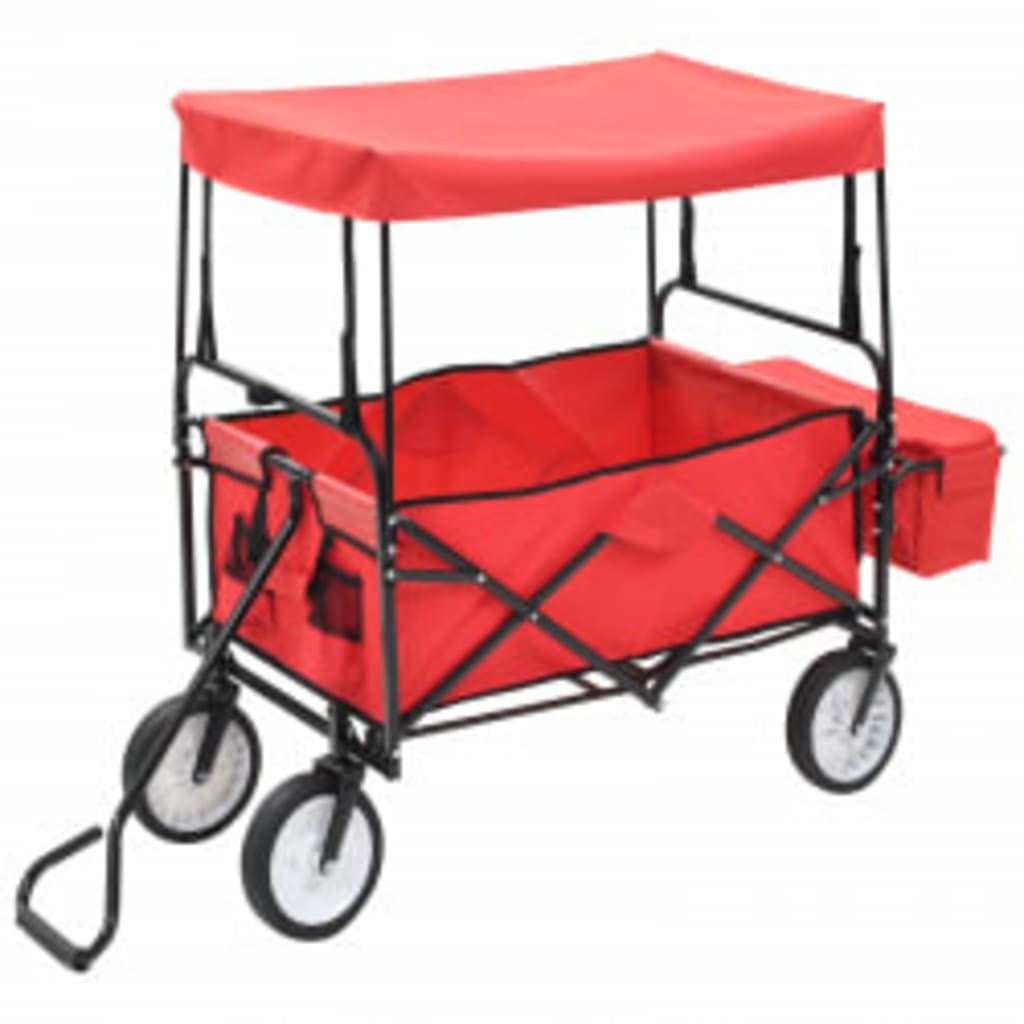 Handwagen Klappbar Mit Sonnendach Stahl Bollerwagen Viele Farben Vidaxl