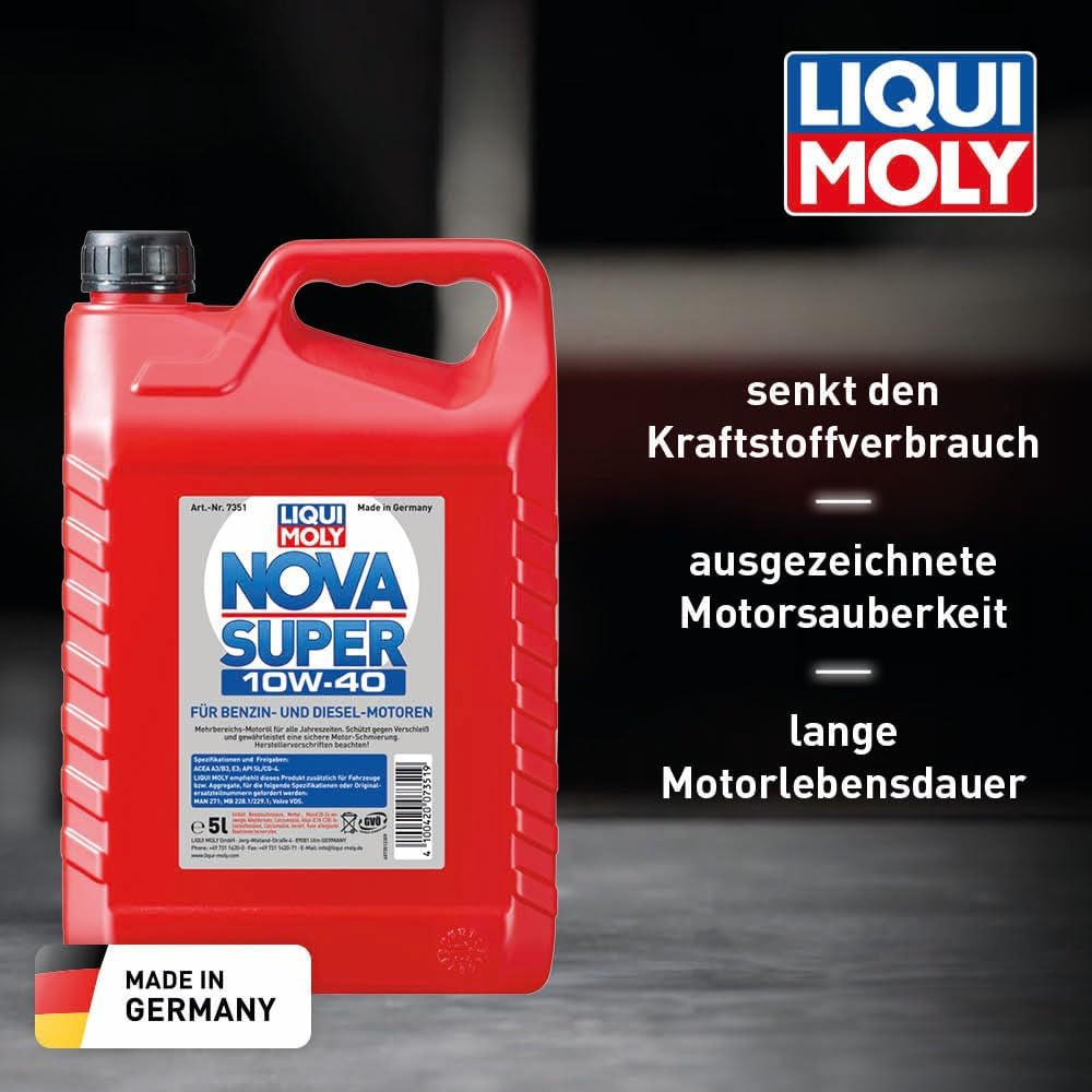 LIQUI MOLY Nova Super 10W-40 | 5 L | Mineralisches Motoröl | Art.-Nr.: 7351