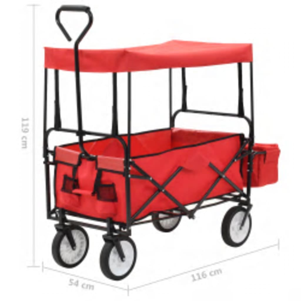 Handwagen Klappbar Mit Sonnendach Stahl Bollerwagen Viele Farben Vidaxl