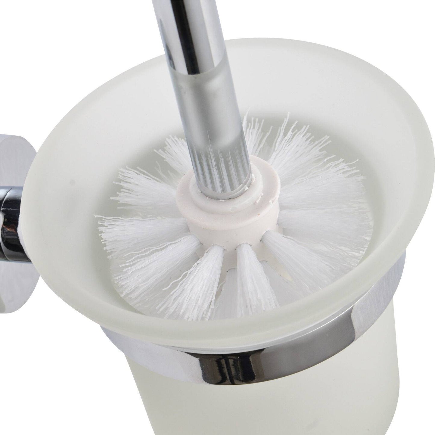 Stainless Steel Glass Bathroom Wall Mounted Brush Holder and Brush Toilet Set Toilet Brush