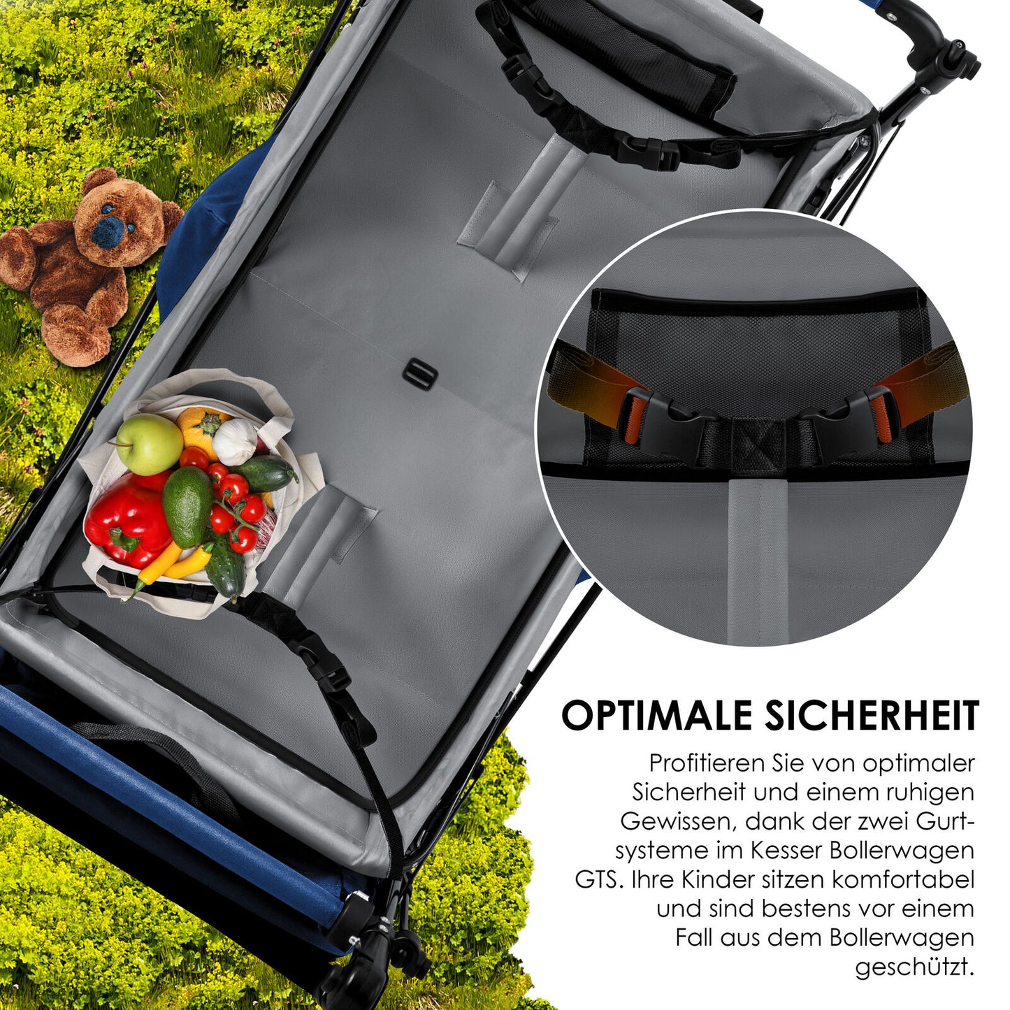 KESSER® Bollerwagen GTS-9100 Faltbar Dach Handwagen Klappbar Strandwagen Gurt