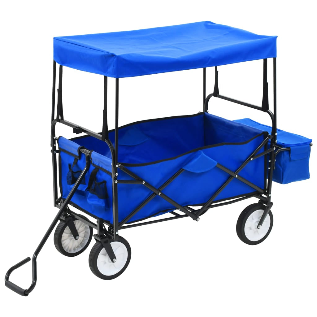 Handwagen Klappbar Mit Sonnendach Stahl Bollerwagen Viele Farben Vidaxl