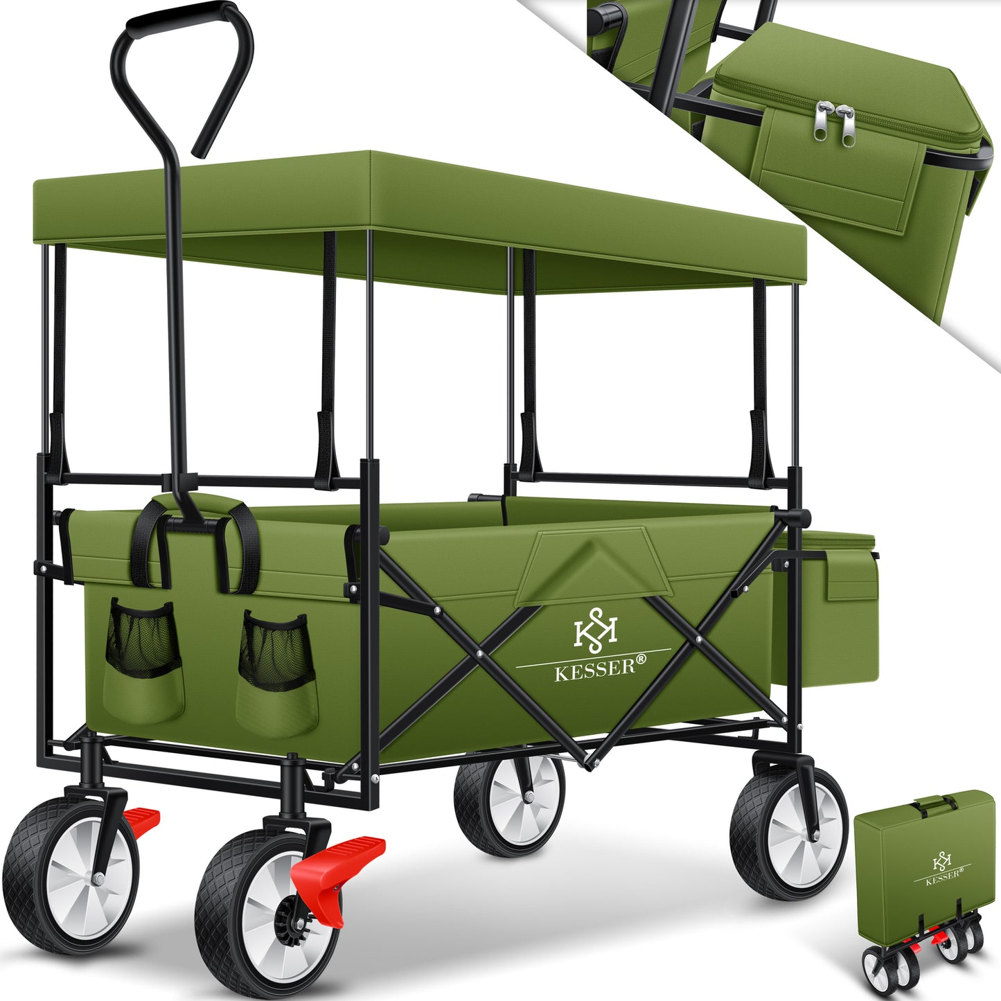 KESSER® Bollerwagen Faltbar Dach Handwagen Klappbar Transportkarre Gerätewagen