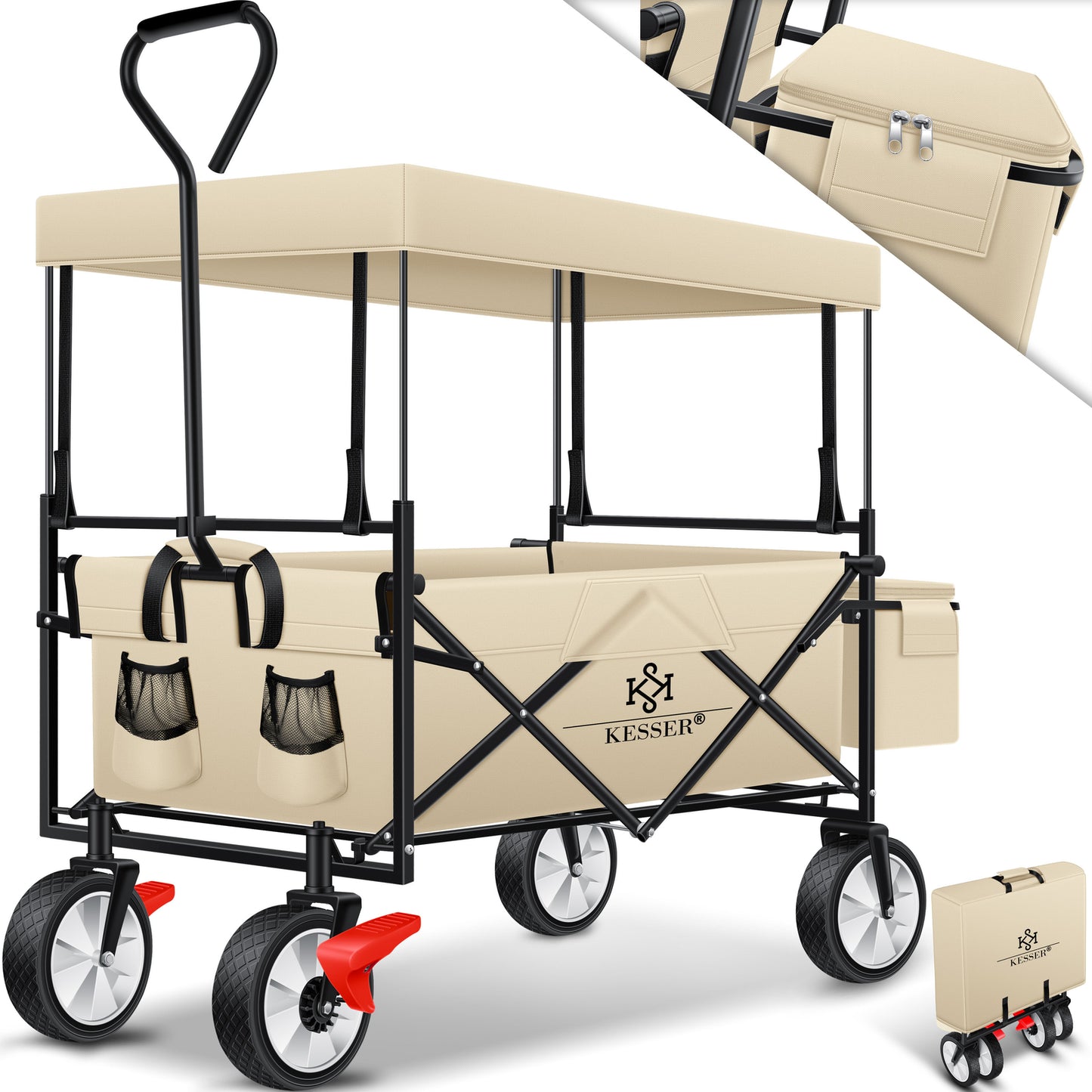KESSER® Bollerwagen Faltbar Dach Handwagen Klappbar Transportkarre Gerätewagen