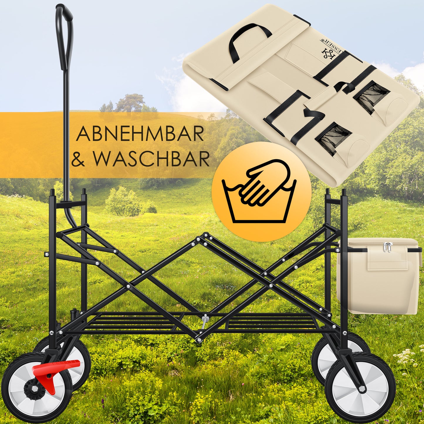 KESSER® Bollerwagen Faltbar Dach Handwagen Klappbar Transportkarre Gerätewagen