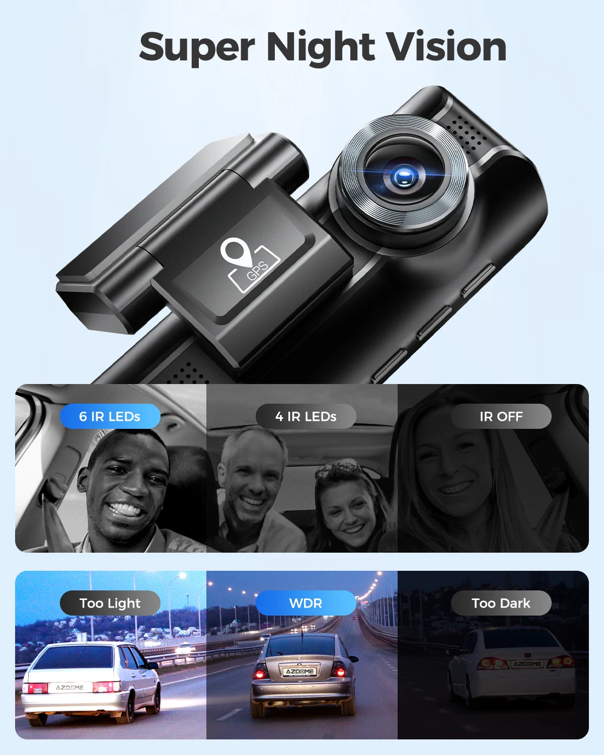M550 Dash Cam 4K +1080 3.18'' Screen 3 Camera GPS Wifi APP Control Car DVR IR Night Vision 24H Parking Support Rear Cam