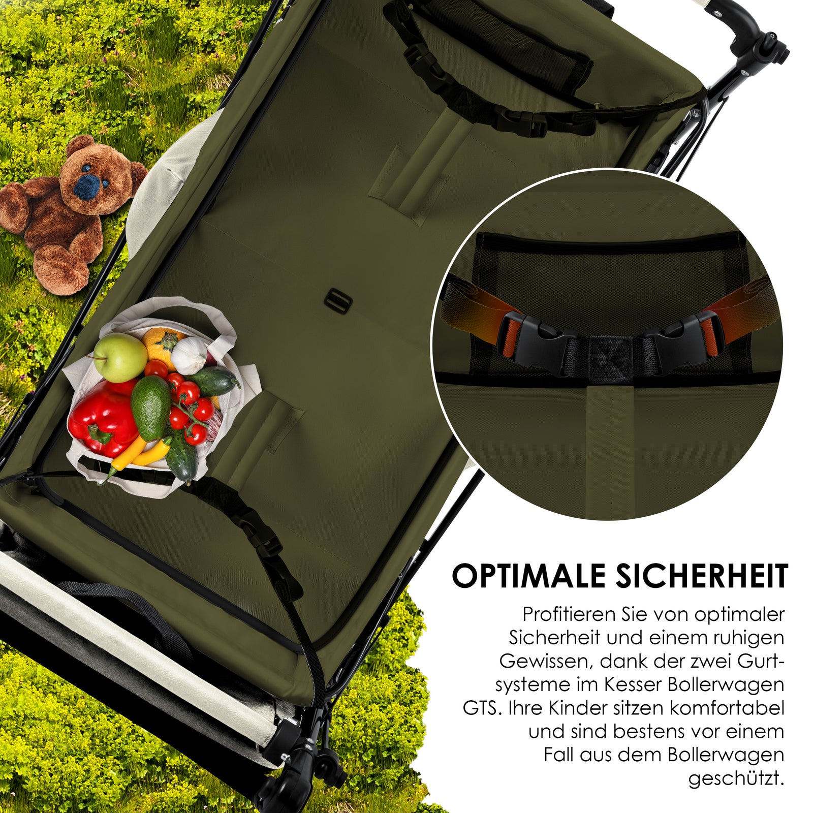 KESSER® Bollerwagen GTS-9100 Faltbar Dach Handwagen Klappbar Strandwagen Gurt