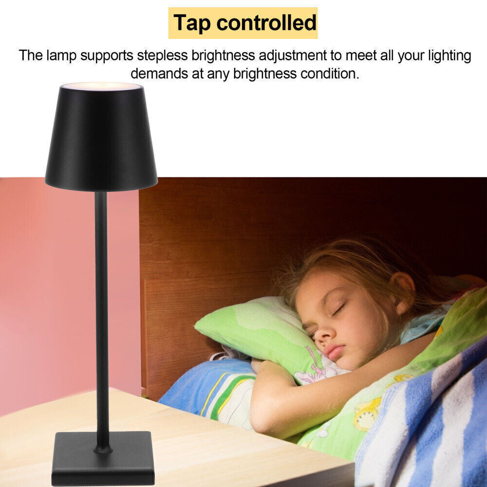 DIMMBAR LED AKKU TISCHLEUCHTE TISCHLAMPE LED LAMPE USB-NACHTTISCHLAMPEN