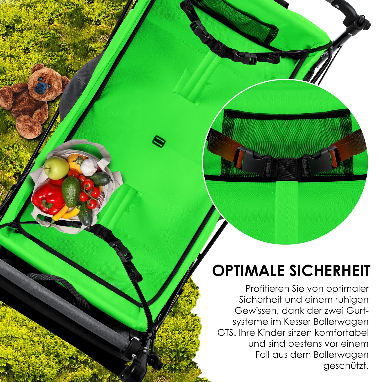 KESSER® Bollerwagen GTS-9100 Faltbar Dach Handwagen Klappbar Strandwagen Gurt