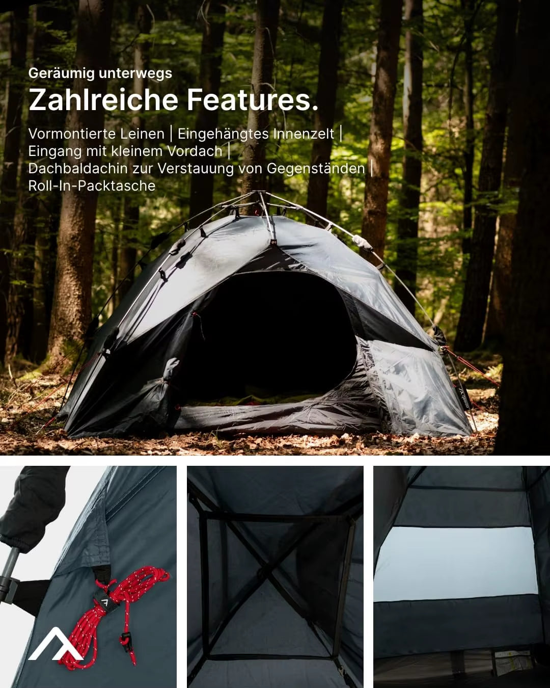 "Quick 2-Person Tent with Instant Setup System, Ready in Seconds." (128 Chars)