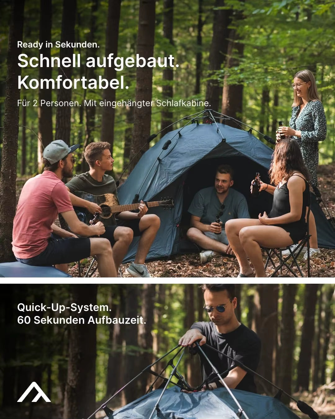"Quick 2-Person Tent with Instant Setup System, Ready in Seconds." (128 Chars)
