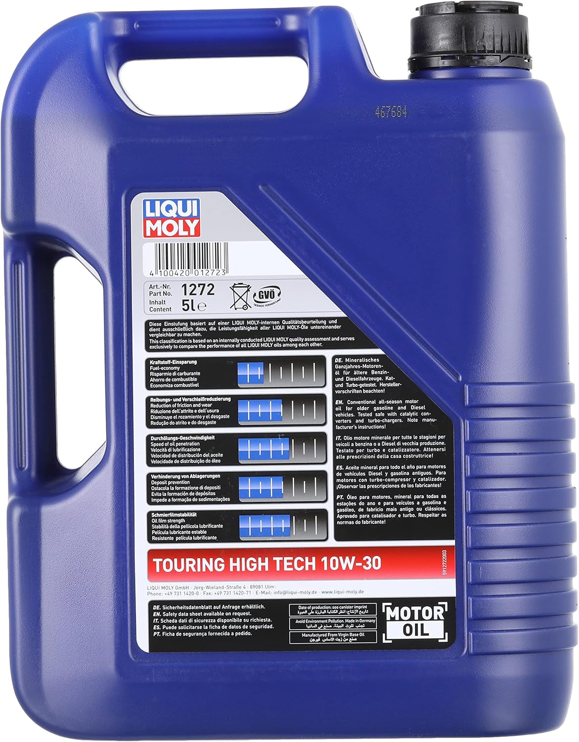 LIQUI MOLY Touring High Tech 10W-30 | 5 L | Mineralisches Motoröl | Art.-Nr.: 1272