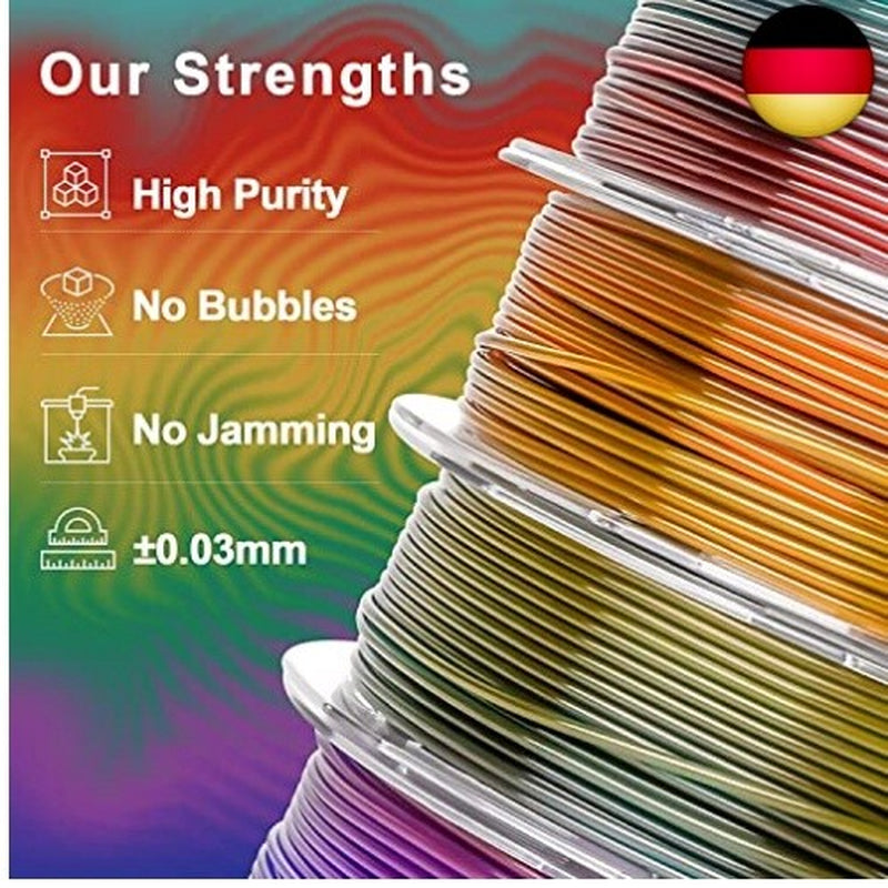 AMOLEN 3D Drucker Filament Bundle, Transparentes PLA Filament 1.75Mm, Rainbow
