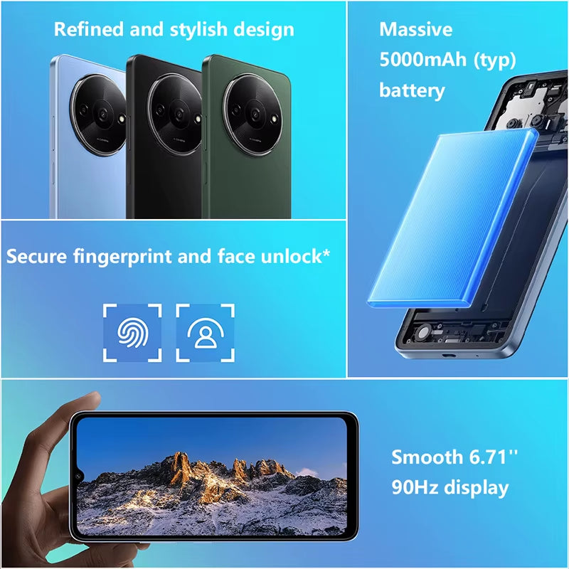 Global Version  Redmi A3 Smartphone Mediatek Helio G36 Hd Screen 6.71 Inch Dual Camera 5000Mah Battery 10W Fast Charge