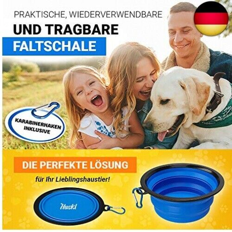 Huskl Faltbarer Silikon Hundenapf Unterwegs - Premium-Qualit