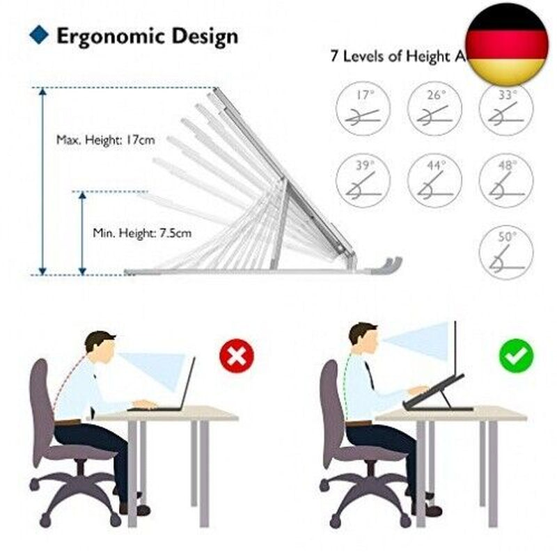 BONTEC Laptop Ständer, Aluminium Multi-Winkel Einstellbar Laptop Stand, 7-Stufe