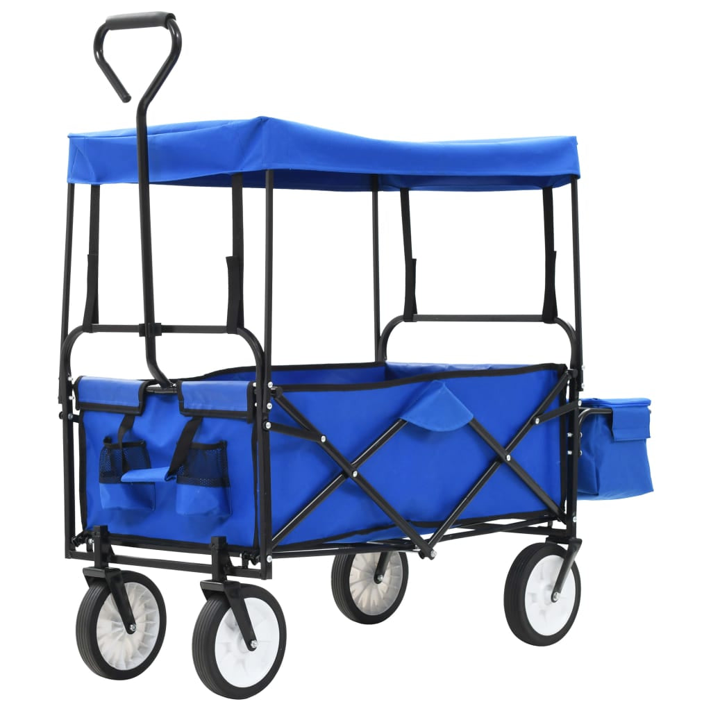 Handwagen Klappbar Mit Sonnendach Stahl Bollerwagen Viele Farben Vidaxl