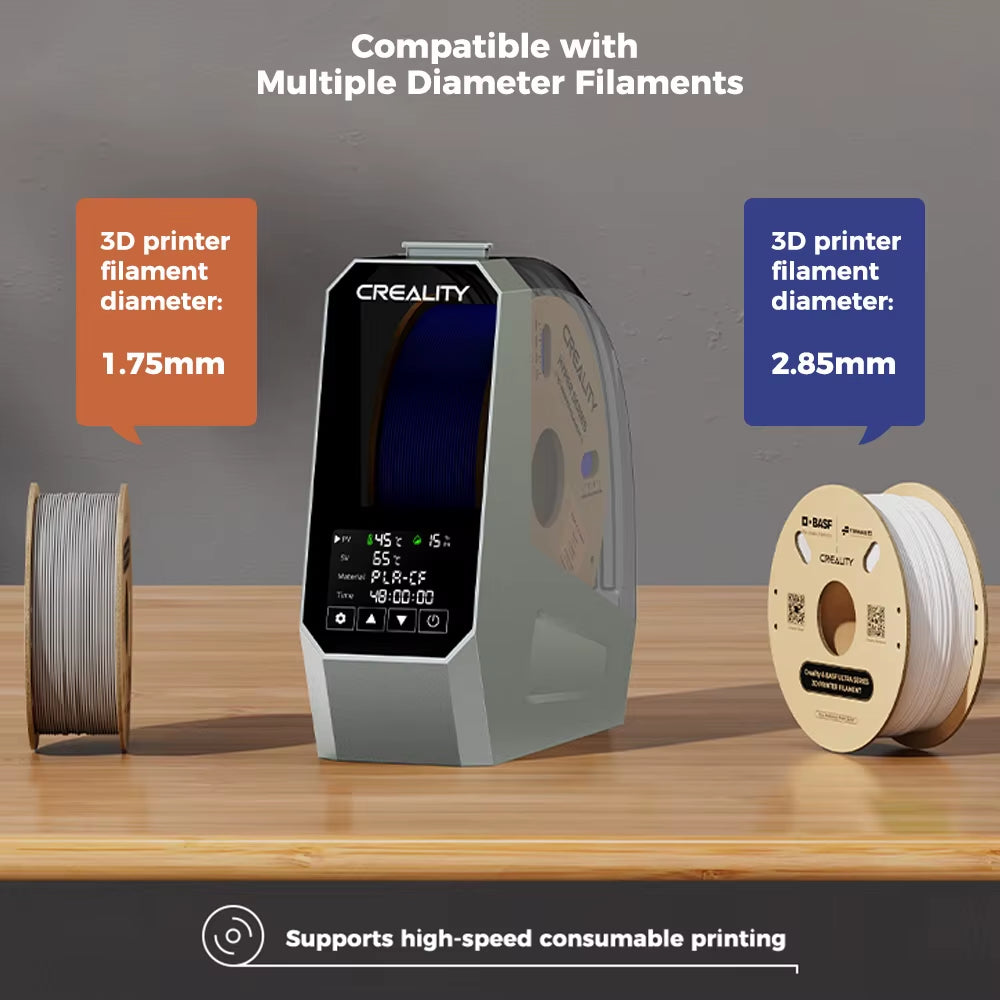 Space Π Filament Dryer Box 360° Hot-Air Heating 1.75Mm and 2.85Mm Filaments Support 48 Hours Timer Real-Time Humidity
