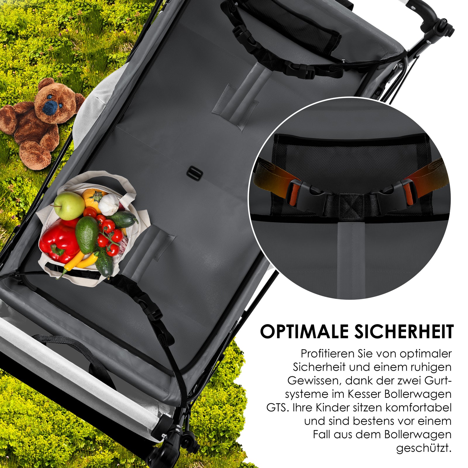 KESSER® Bollerwagen GTS-9100 Faltbar Dach Handwagen Klappbar Strandwagen Gurt