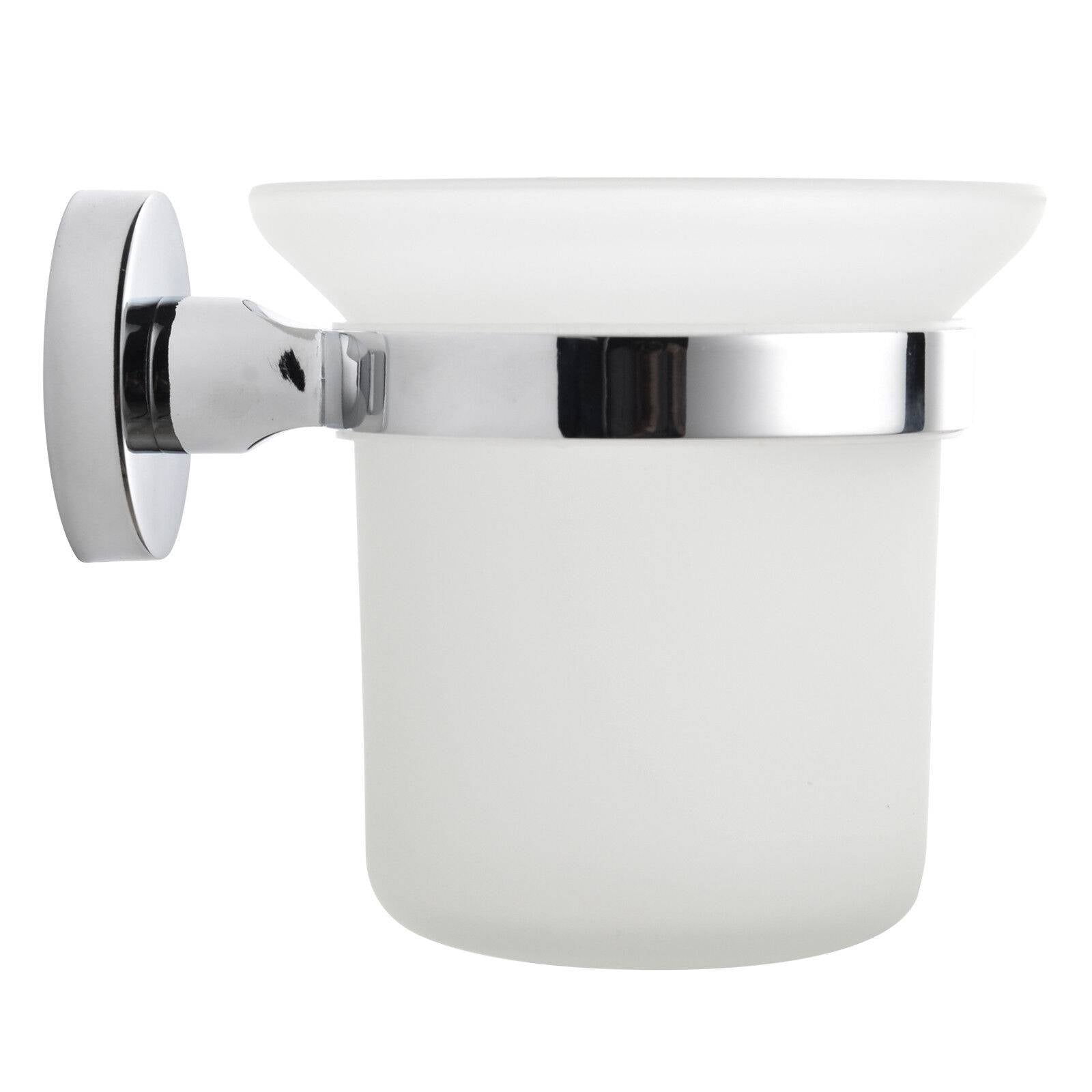 Stainless Steel Glass Bathroom Wall Mounted Brush Holder and Brush Toilet Set Toilet Brush