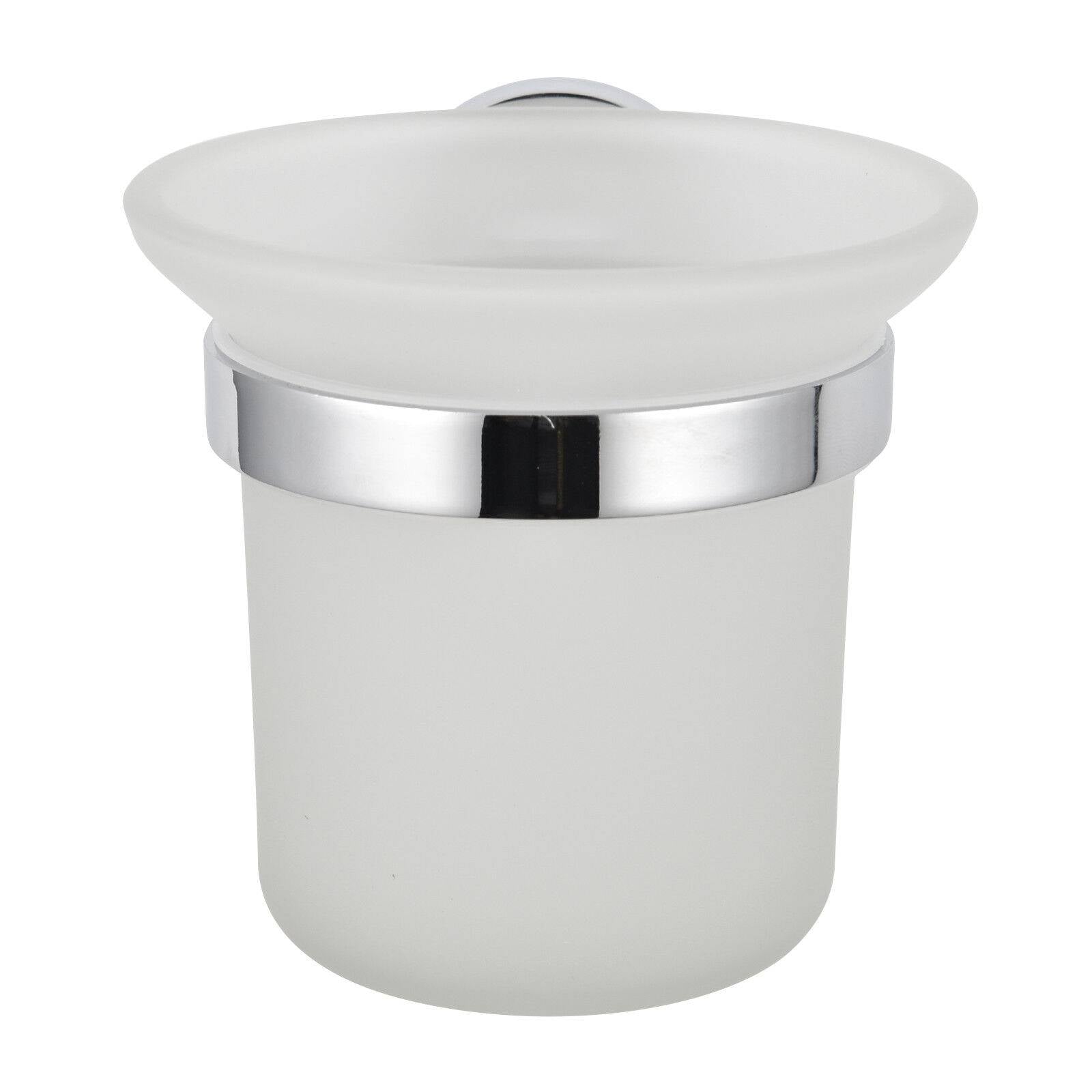 Stainless Steel Glass Bathroom Wall Mounted Brush Holder and Brush Toilet Set Toilet Brush
