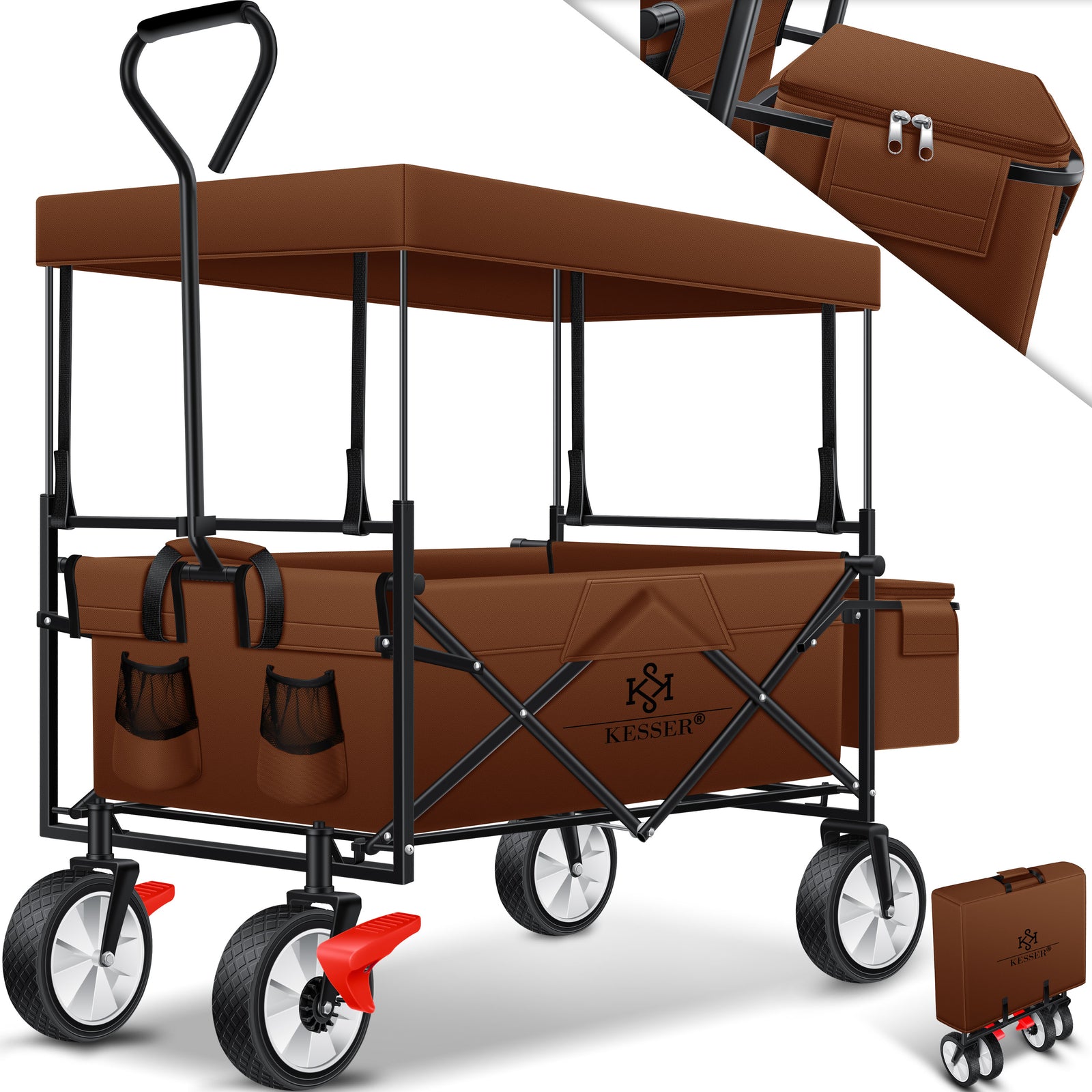 KESSER® Bollerwagen Faltbar Dach Handwagen Klappbar Transportkarre Gerätewagen