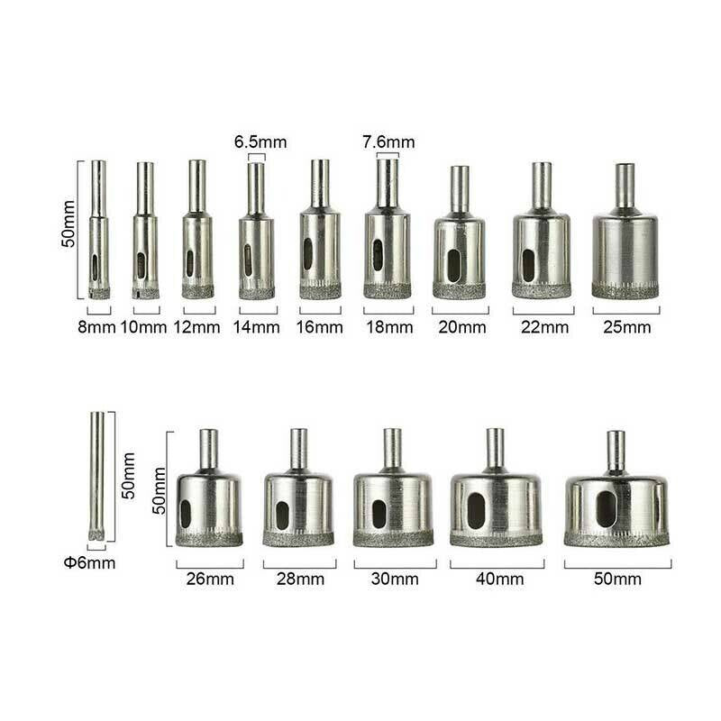 15 Pcs Set Diamond Drill Bit Glass Drill Bit Glass-Stone Tile Drill Bit 6-50Mm