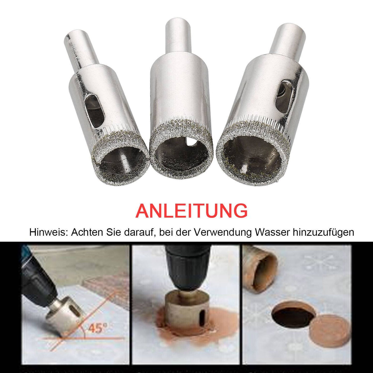 15 Pcs Set Diamond Drill Bit Glass Drill Bit Glass-Stone Tile Drill Bit 6-50Mm