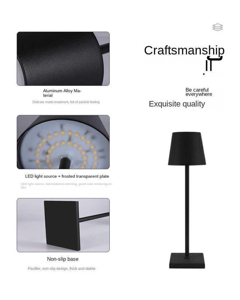 DIMMBAR LED AKKU TISCHLEUCHTE TISCHLAMPE LED LAMPE USB-NACHTTISCHLAMPEN