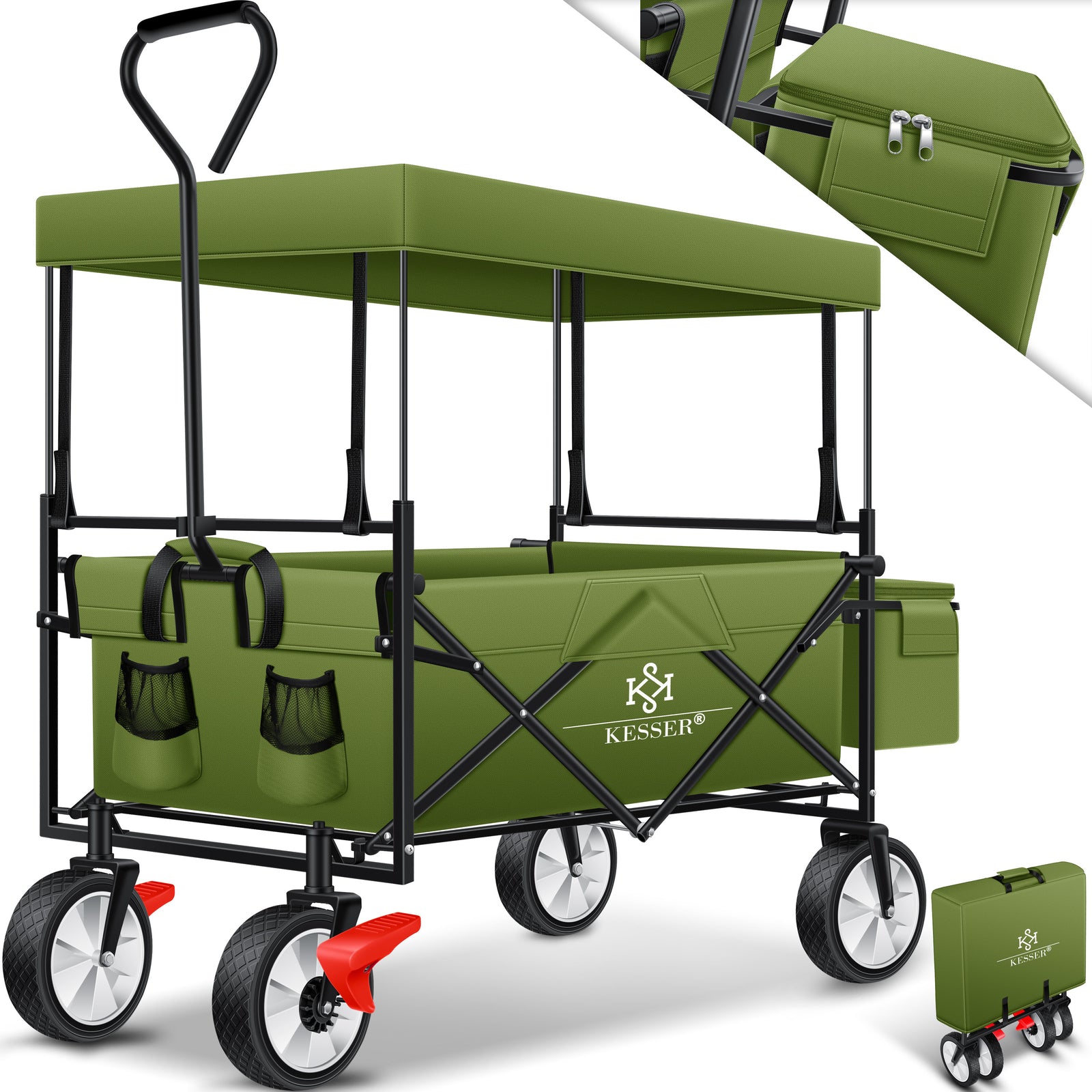 KESSER® Bollerwagen Faltbar Dach Handwagen Klappbar Transportkarre Gerätewagen