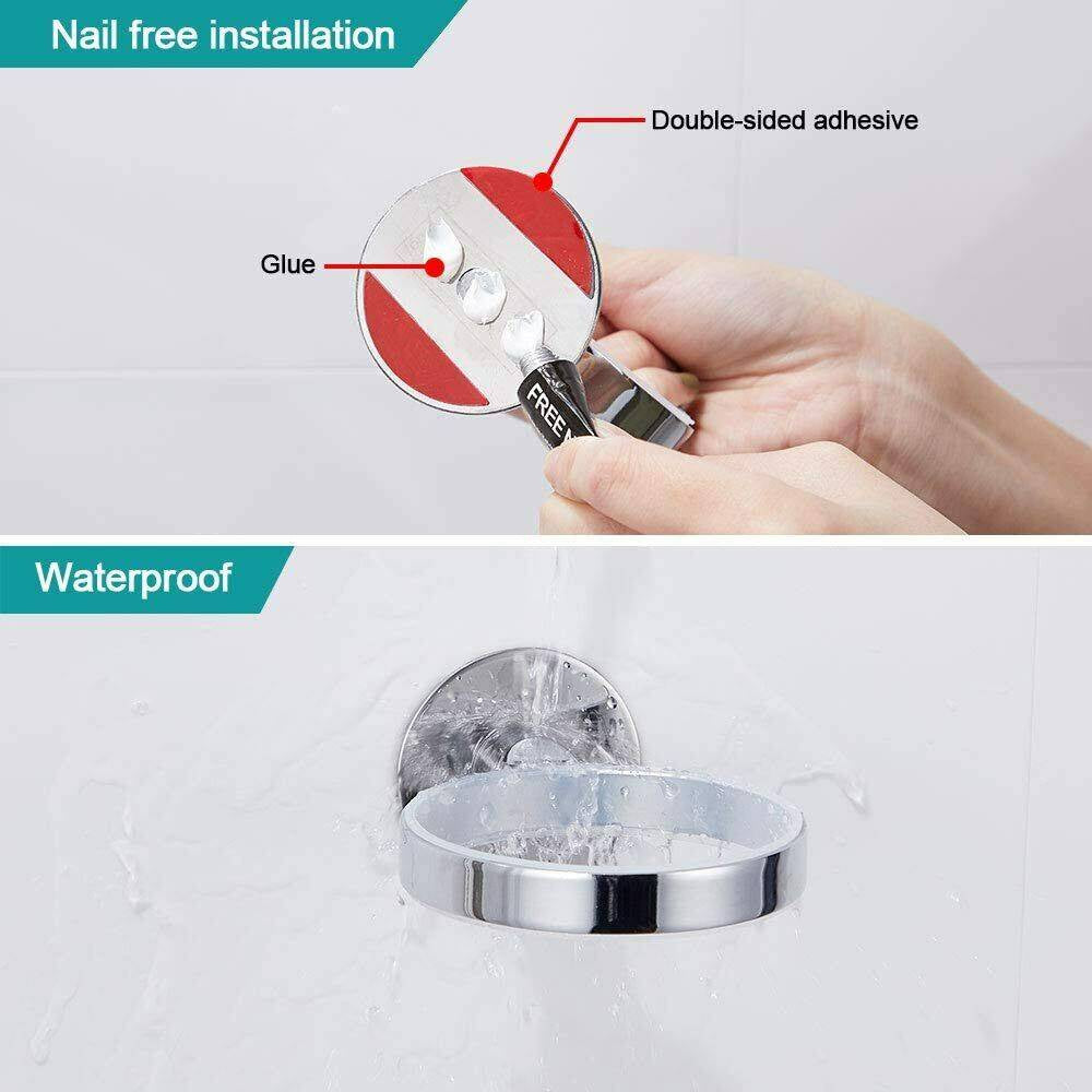 Stainless Steel Glass Bathroom Wall Mounted Brush Holder and Brush Toilet Set Toilet Brush