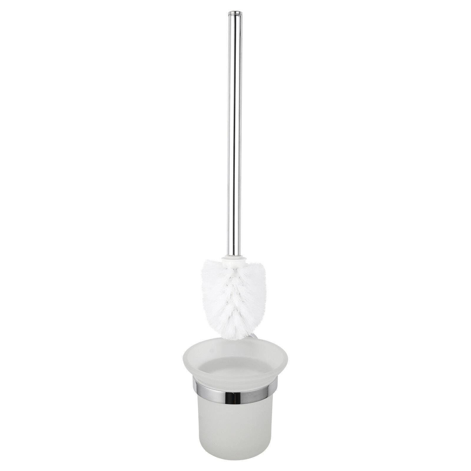 Stainless Steel Glass Bathroom Wall Mounted Brush Holder and Brush Toilet Set Toilet Brush