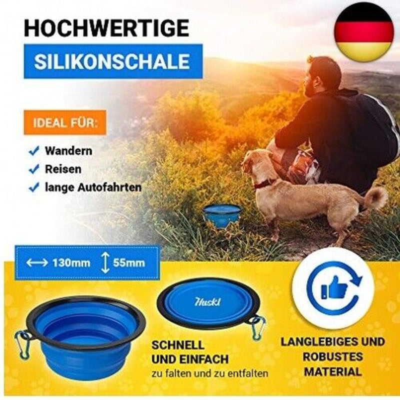 Huskl Faltbarer Silikon Hundenapf Unterwegs - Premium-Qualit