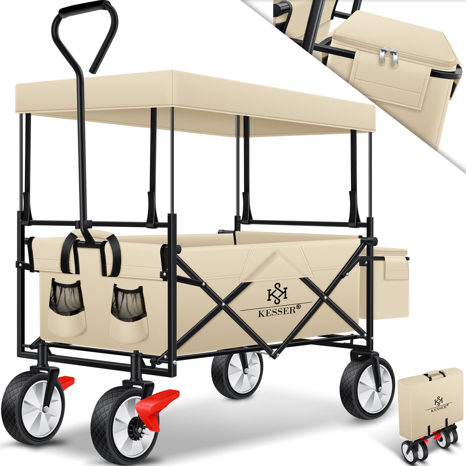 KESSER® Bollerwagen Faltbar Dach Handwagen Klappbar Transportkarre Gerätewagen