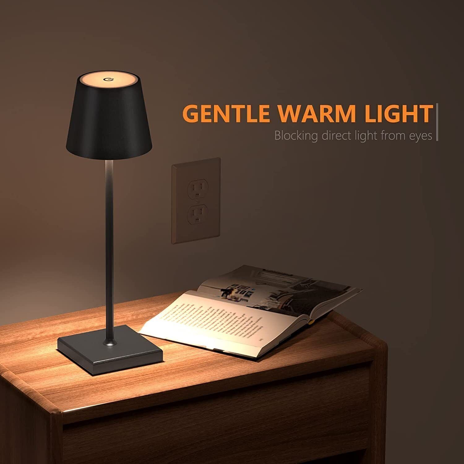 DIMMBAR LED AKKU TISCHLEUCHTE TISCHLAMPE LED LAMPE USB-NACHTTISCHLAMPEN