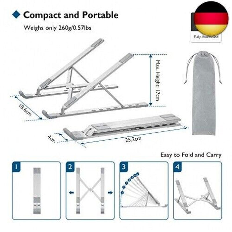 BONTEC Laptop Ständer, Aluminium Multi-Winkel Einstellbar Laptop Stand, 7-Stufe