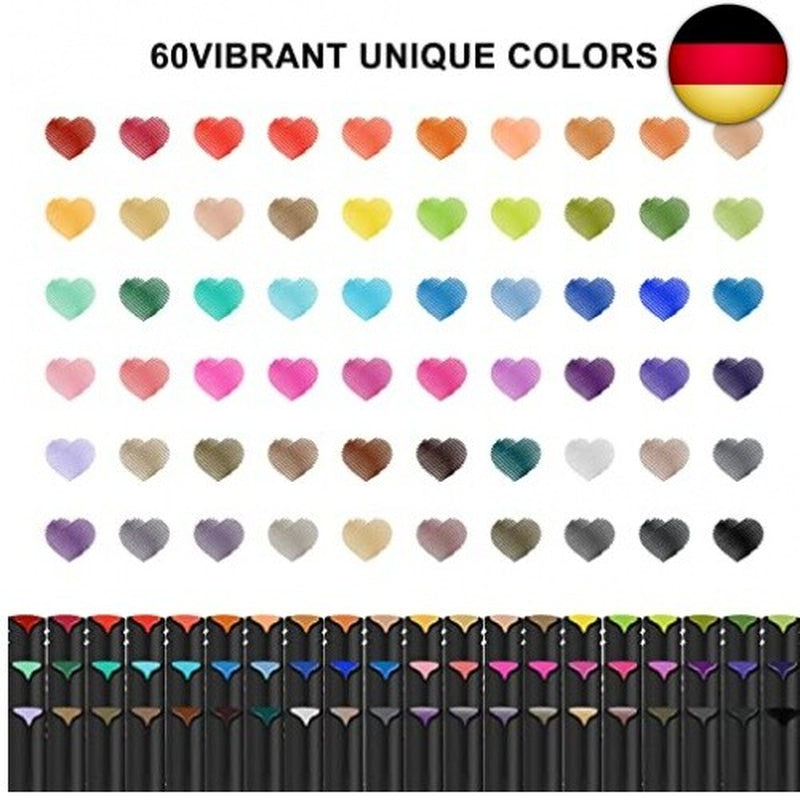 Funnasting Fineliner Stifte, 60 Farben Fineliner Set, 0.4Mm Bullet Journal